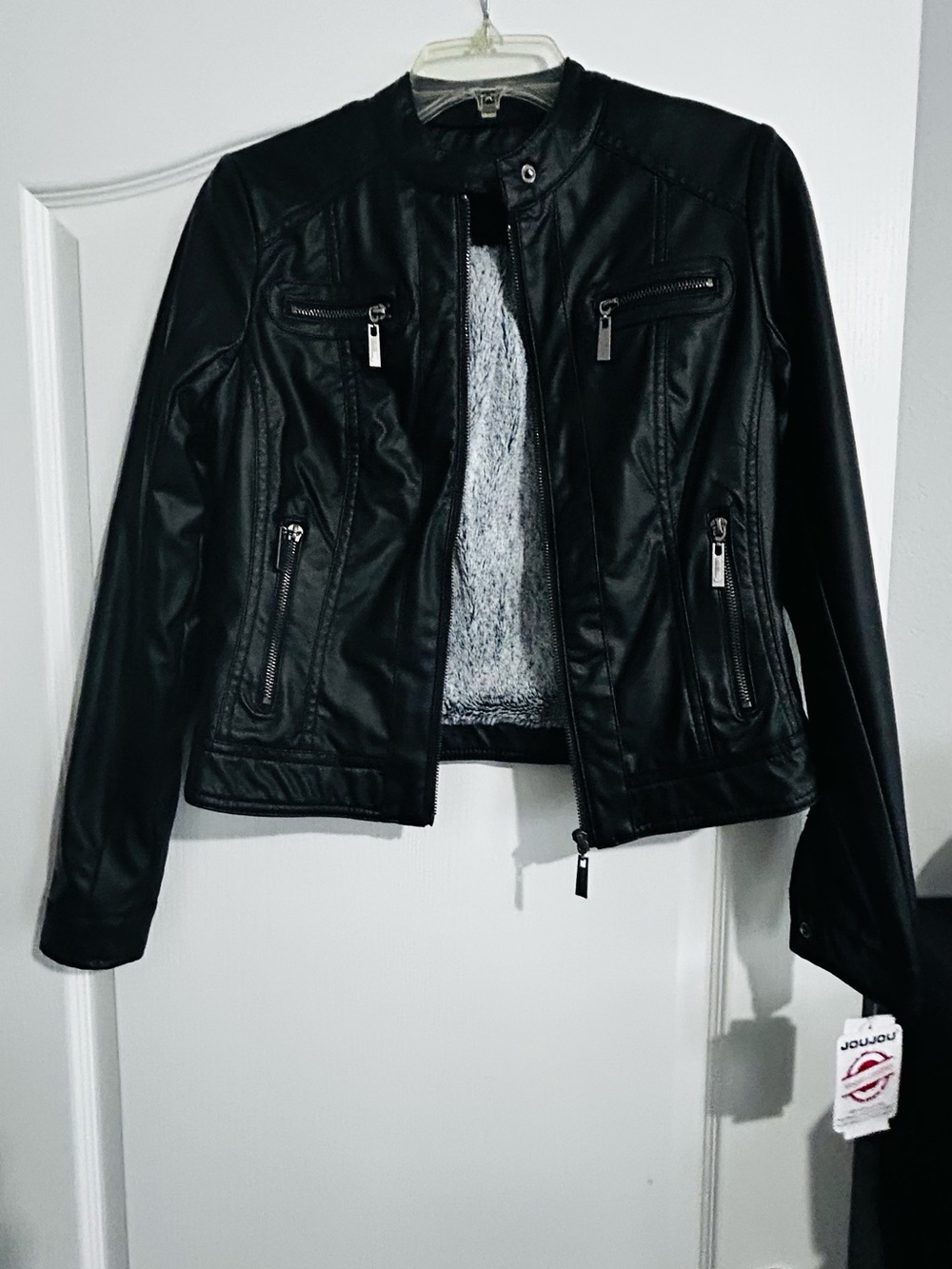 Jou Jou Black Faux Leather Moto Jacket